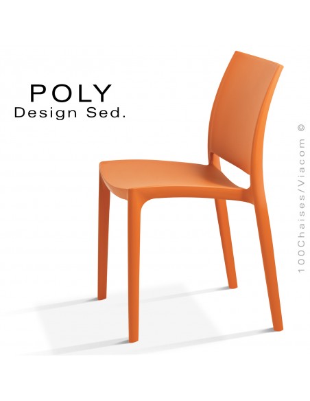 Chaise plastique couleur pour extérieur et terrasse de café, CHR, empilable POLY, couleur au choix.
