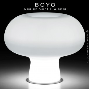 Vase lumineux BOYO pour intérieur et extérieur en polyéthylène de couleur neutre (blanche), éclairage LED.