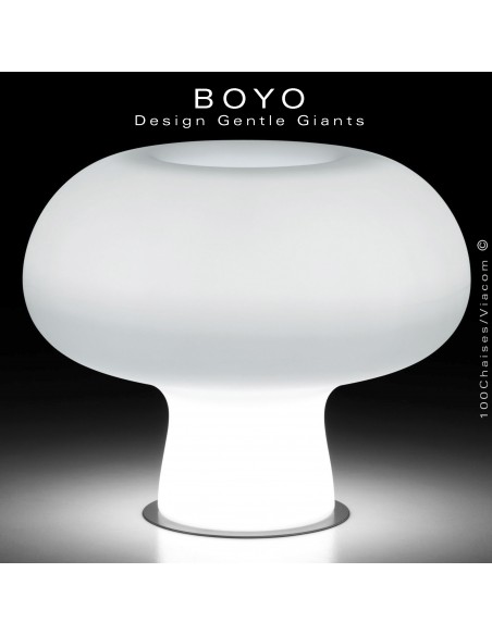 Vase lumineux BOYO pour intérieur et extérieur en polyéthylène de couleur neutre (blanche), éclairage LED.