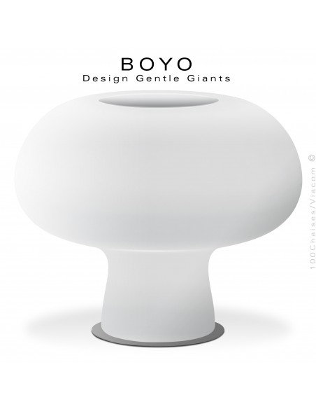 Vase décoratif XXL, BOYO pour intérieur et extérieur en polyéthylène de couleur neutre (blanche).