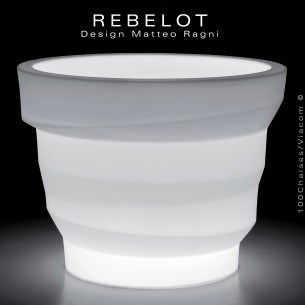 Maxi vase décoratif XXL lumineux REBELOT pour intérieur et extérieur, éclairage par LED.