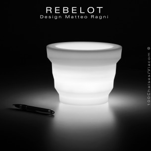 Mini pot, vase ou vide poche décoratif lumineux REBELOT, de style irrégulier, structure plastique blanc pour intérieur.