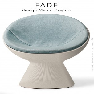 Fauteuil design lounge FADE, structure plastique couleur pierre avec coussin confort pour extérieur couleur bleu.