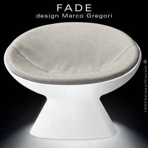 Fauteuil lumineux LED, collection FADE, structure plastique blanc, avec coussin d'assise confort couleur Perle.