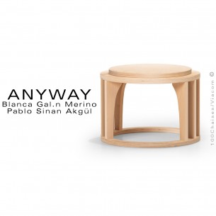Petite table ou objet déco design ANYWAY, structure hetre massif, finition vernis ou peinture au choix.