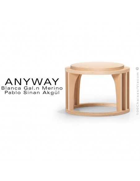 Petite table ou objet déco design ANYWAY, structure hetre massif, finition vernis ou peinture au choix.