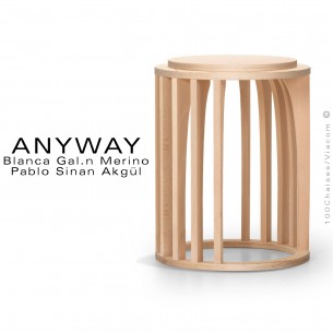 Table ou tabouret bois massif ANYWAY, structure hetre, finition vernis ou peinture au choix.