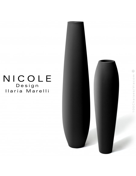 Maxi vase XXL décoratif design NICOLE, structure plastique, polypropylène couleur ivoire, blanc, noir.