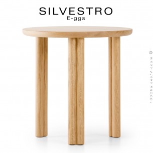 Table basse ou bout de canapé design SILVESTRO, structure bois massif trois essences Frêne, Chêne, Noyer.