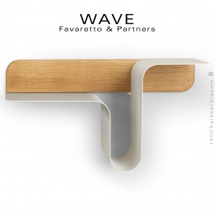 Étagère déco WAVE, structure tôle d'acier et bois massif de Chêne.