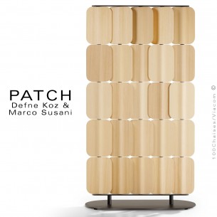 Cloison acoustique PATCH, structure tube d'acier et platine de sol acier peint, module tournant individuel bois massif.