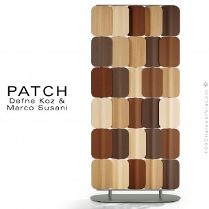 Panneau séparateur ou cloison acoustique PATCH, hauteur 182 cm., structure acier peint, séparateur individuel bois.