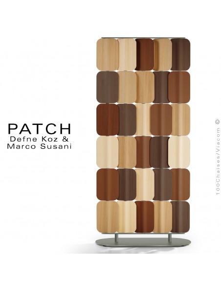 Panneau séparateur ou cloison acoustique PATCH, hauteur 182 cm., structure acier peint, séparateur individuel bois.