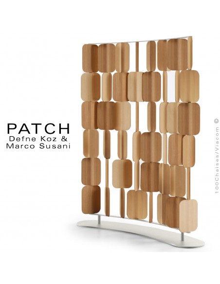 Panneau séparateur courbe PATCH, insonorisant capable de garantir l'intimité, structure peint, séparateur individuel bois.