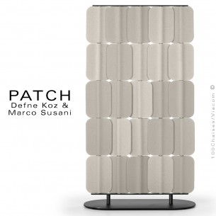 Panneau, claustra, cloison, séparateur acoustique PATCH, structure acier peint, éléments mobiles habillage tissu.