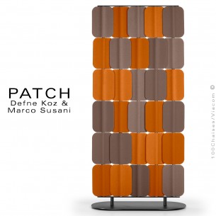 Panneau, claustra, cloison, séparateur insonorisant PATCH, structure acier peint, éléments mobiles habillage tissu.