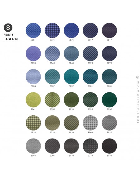 Palette couleur tissu gamme LASER-N du fabricant FIDIVI, classe feu : M1 / EN 1021-1&2 / AM-18.