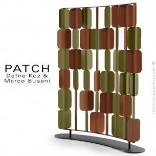 Panneau séparateur courbe PATCH, insonorisant afin de garantir l'intimité, structure peint, séparateur bois et tissu.