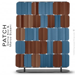 Panneau séparateur PATCH, insonorisant afin de garantir l'intimité, structure peint, élément séparateur bois et tissu.