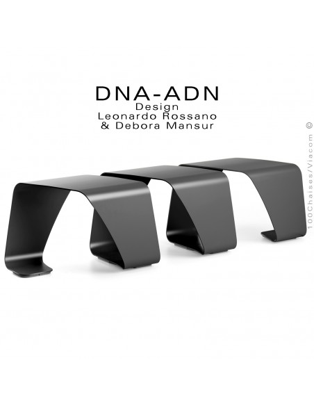 Banc design DNA-ADN pour salle d'attente, assise 3 places aux formes hélicoïdales en tôle d'acier peint noir, pour extérieur.