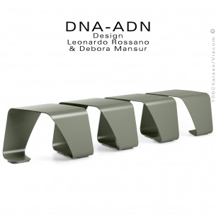 Banc design DNA-ADN pour salle d'attente, assise 3 places aux formes hélicoïdales en tôle d'acier peint, pour extérieur.