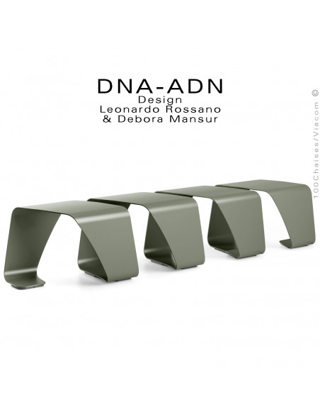 Banc design DNA-ADN pour salle d'attente, assise 3 places aux formes hélicoïdales en tôle d'acier peint, pour extérieur.