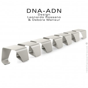 Banc design DNA-ADN pour salle d'attente, assise 7 places aux formes hélicoïdales en tôle d'acier peint, pour extérieur.