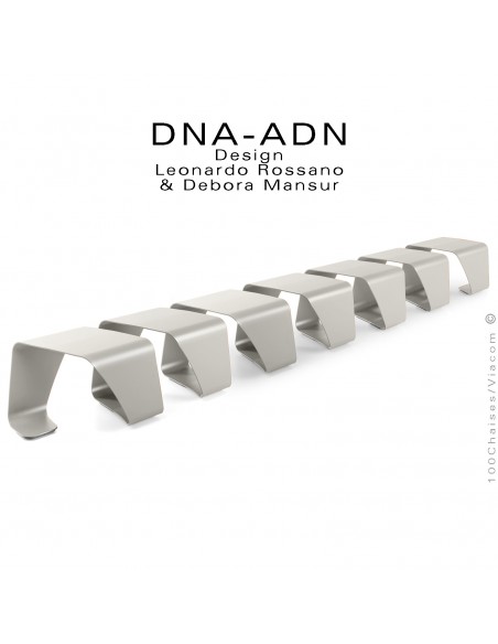 Banc design DNA-ADN pour salle d'attente, assise 7 places aux formes hélicoïdales en tôle d'acier peint, pour extérieur.