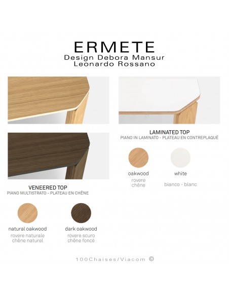 Exemple finition plateau et vernis pour la table repas ou bureau ERMETE.