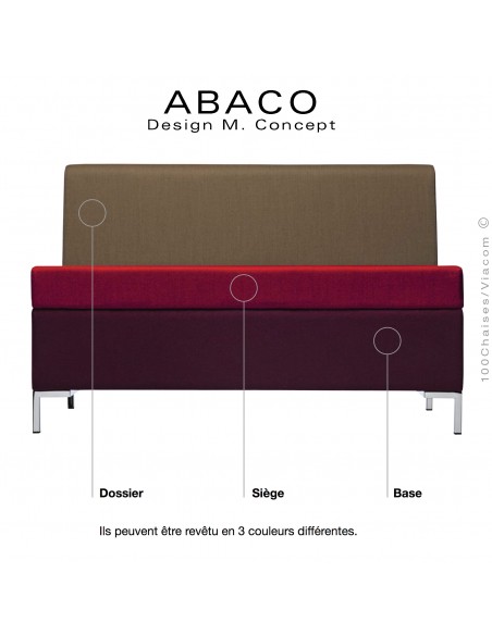 Option habillage banquette ABACO, un, deux ou trois couleurs différentes.