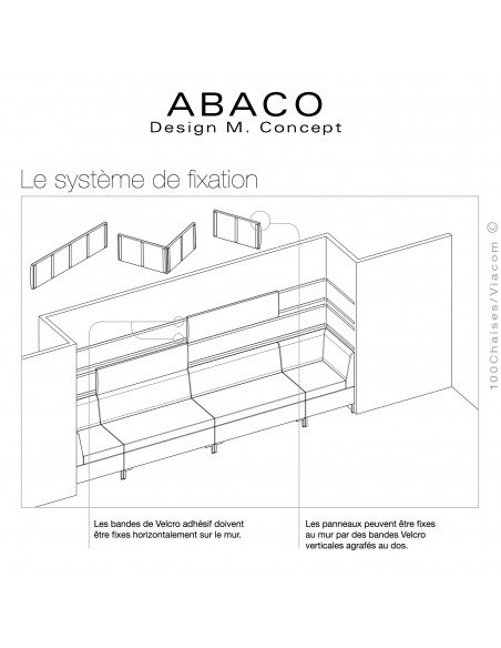 Système de montage élément décoratif mural pour banquette ABACO.