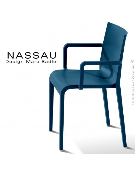 Fauteuil pour hôtel, restaurant, jardin NASSAU structure plastique couleur bleu Capri