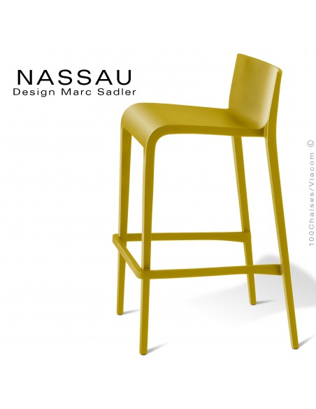 Tabouret pour hôtel, restaurant, bar, snack ou jardin NASSAU structure plastique couleur jaune curry