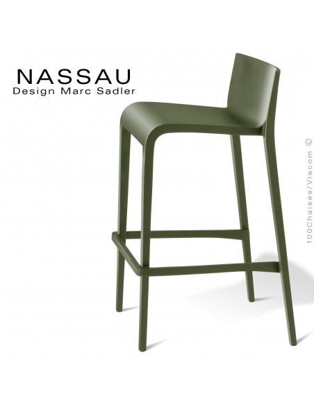 Tabouret pour hôtel, restaurant, bar, snack ou jardin NASSAU structure plastique couleur vert olive