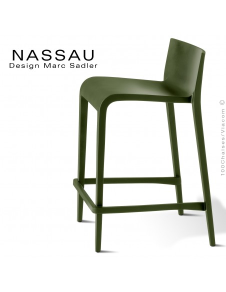 Tabouret pour cuisine ou îlot central NASSAU structure plastique couleur vert olive