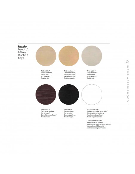 Palette vernis bois pour module banquette PUNTO, au choix.