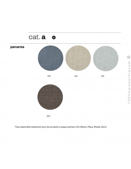 Tissu gamme PANAREA, couleur au choix pour coussin d'assise extérieur, hydroguge.