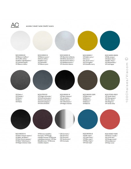 Palette peinture finition piétement pour collection d'assise SHADE.