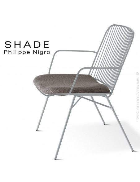 Fauteuil confort lounge pour extérieur SHADE, structure acier peint aluminium avec traitement cataphorèse + coussin d'assise.