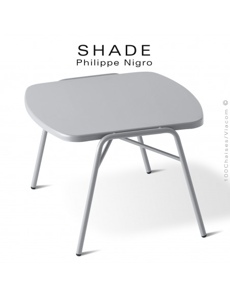 Table basse ou d'appoint pour extérieur, SHADE, hauteur 42 cm., dimensions plateau 48x48 cm., couleur aluminium.