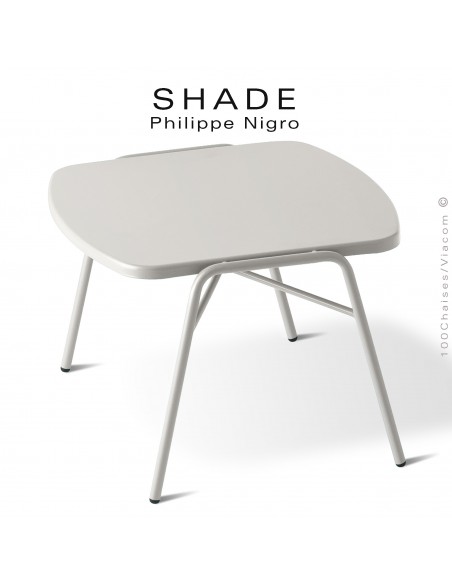 Table basse ou d'appoint pour extérieur, SHADE, hauteur 42 cm., dimensions plateau 48x48 cm., couleur blanc pur.