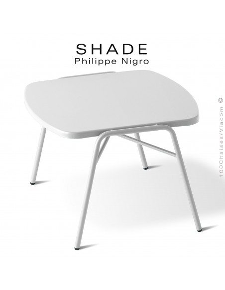 Table basse ou d'appoint pour extérieur, SHADE, hauteur 42 cm., dimensions plateau 48x48 cm., couleur blanc signalisation.