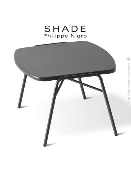 Table basse ou d'appoint pour extérieur, SHADE, hauteur 42 cm., dimensions plateau 48x48 cm., couleur noir.