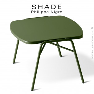 Table basse ou d'appoint pour extérieur, SHADE, hauteur 42 cm., dimensions plateau 48x48 cm., couleur vert olive.