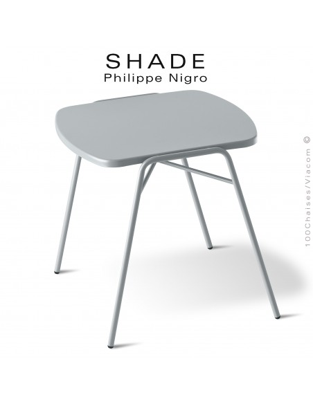 Table basse ou d'appoint pour extérieur, SHADE, hauteur 42 cm., dimensions plateau 48x48 cm., couleur aluminium.