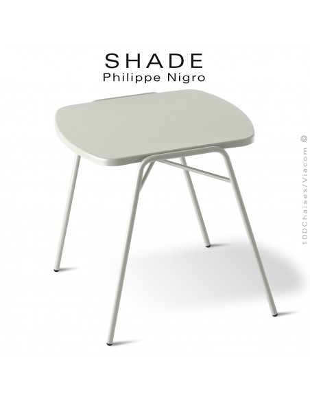 Table basse ou d'appoint pour extérieur, SHADE, hauteur 42 cm., dimensions plateau 48x48 cm., couleur blanc pur.