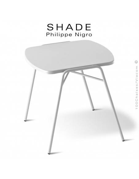 Table basse ou d'appoint pour extérieur, SHADE, hauteur 42 cm., dimensions plateau 48x48 cm., couleur blanc signalisation.
