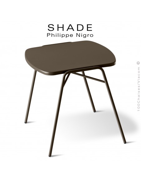 Table basse ou d'appoint pour extérieur, SHADE, hauteur 42 cm., dimensions plateau 48x48 cm., couleur marron.