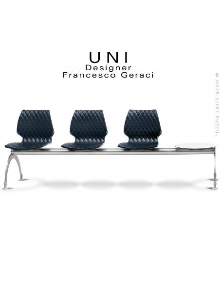 Banc ou assise sur poutre UNI, 3 places, assise couleur anthracite, piétement peint gris aluminium.