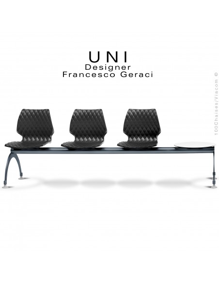 Banc ou assise sur poutre UNI, 3 places, assise couleur anthracite, piétement peint anthracite.